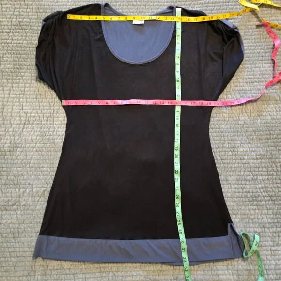 Dotti Black SS Mini Dress Scoop Neck Grey Trim Med/Lge? - Picture 16 of 16